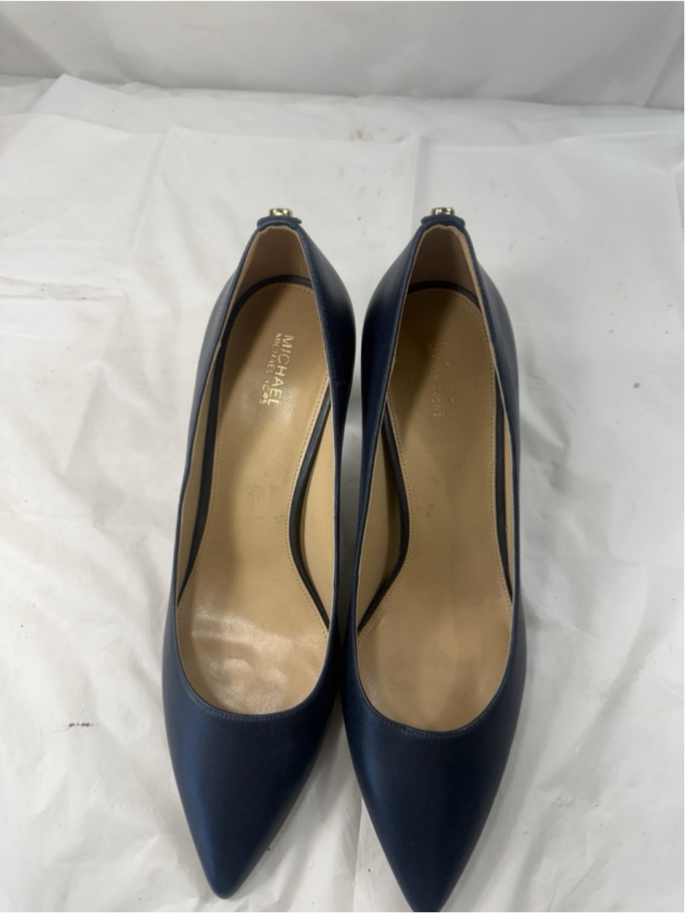 Michael Kors Alina Flex Navy Leather Pointed Toe Pumps Heels Women’s Size 10M - Picture 12 of 16